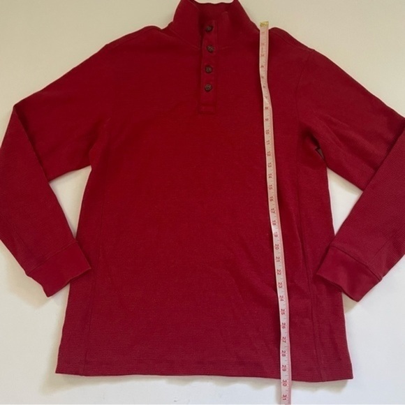 Duluth Mens Burley Thermal Button Mock Neck Shirt Red - Picture 5 of 5